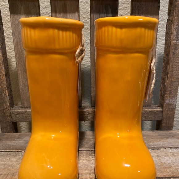 Old East Main Co. Accents Orange Rain Boot Planters Set Boot